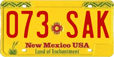 NM license plate 073SAK