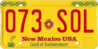 NM license plate 073SOL