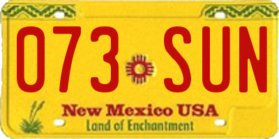 NM license plate 073SUN