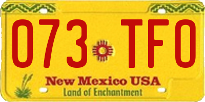 NM license plate 073TFO