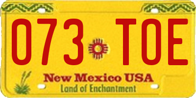 NM license plate 073TOE