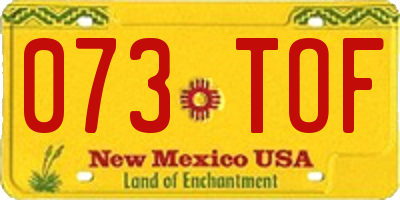 NM license plate 073TOF