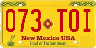 NM license plate 073TOI