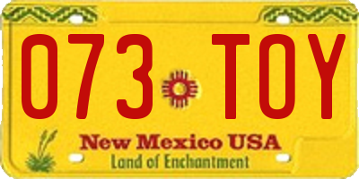 NM license plate 073TOY