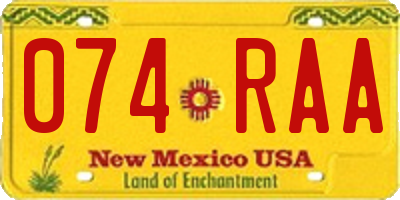 NM license plate 074RAA