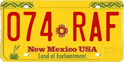 NM license plate 074RAF