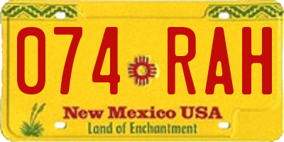 NM license plate 074RAH