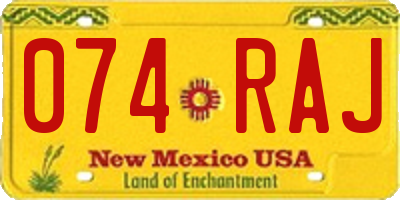 NM license plate 074RAJ