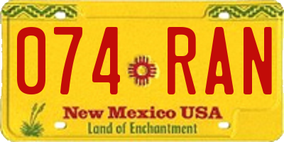 NM license plate 074RAN