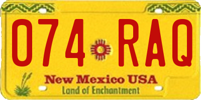 NM license plate 074RAQ