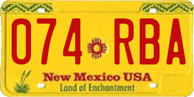 NM license plate 074RBA