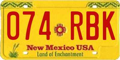 NM license plate 074RBK