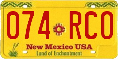 NM license plate 074RCO