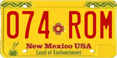NM license plate 074ROM