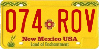 NM license plate 074ROV