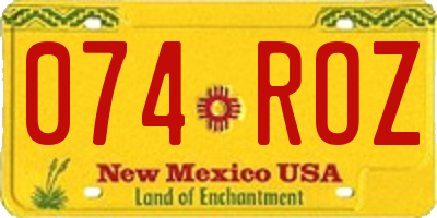 NM license plate 074ROZ