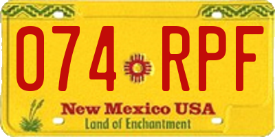 NM license plate 074RPF