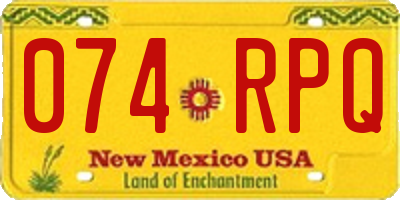 NM license plate 074RPQ