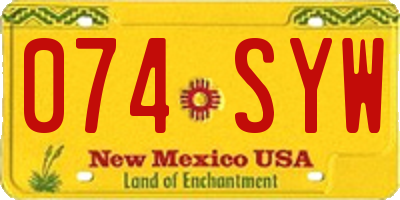 NM license plate 074SYW