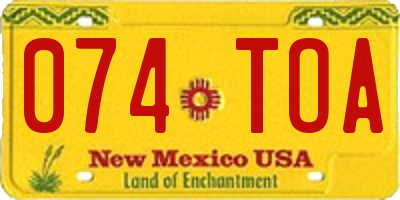 NM license plate 074TOA