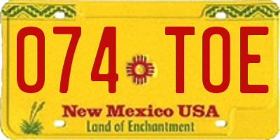 NM license plate 074TOE