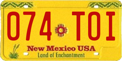 NM license plate 074TOI