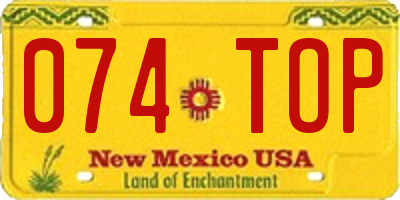 NM license plate 074TOP