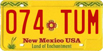 NM license plate 074TUM