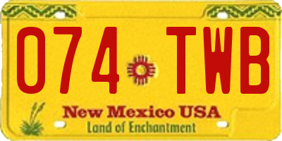 NM license plate 074TWB