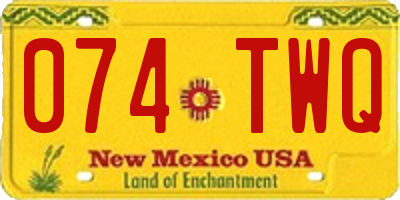 NM license plate 074TWQ