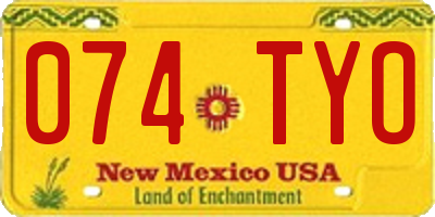 NM license plate 074TYO