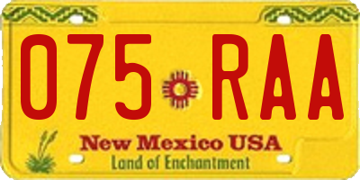 NM license plate 075RAA