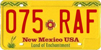 NM license plate 075RAF