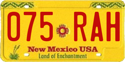 NM license plate 075RAH