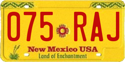 NM license plate 075RAJ