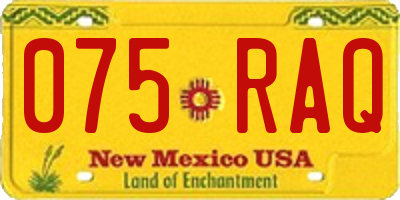 NM license plate 075RAQ