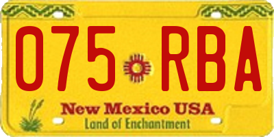 NM license plate 075RBA