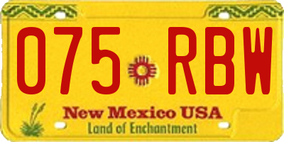 NM license plate 075RBW