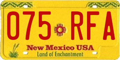 NM license plate 075RFA