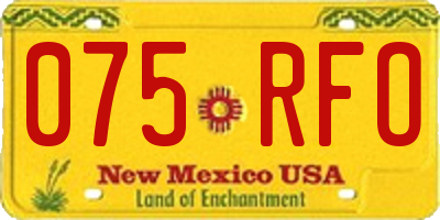 NM license plate 075RFO