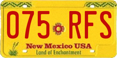 NM license plate 075RFS