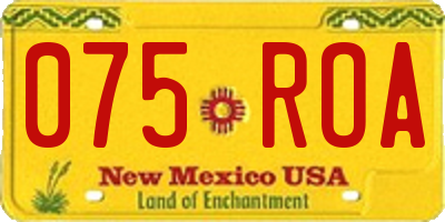 NM license plate 075ROA