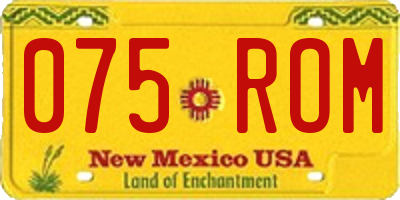 NM license plate 075ROM