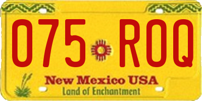 NM license plate 075ROQ