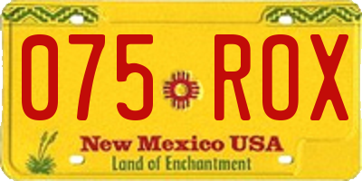 NM license plate 075ROX