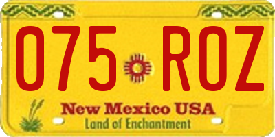 NM license plate 075ROZ
