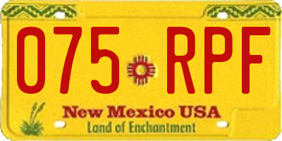 NM license plate 075RPF