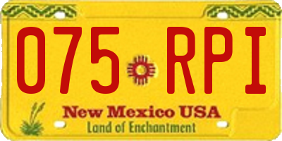 NM license plate 075RPI