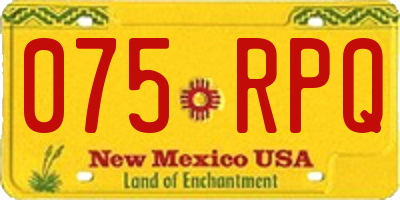 NM license plate 075RPQ