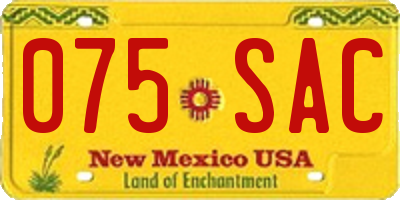 NM license plate 075SAC